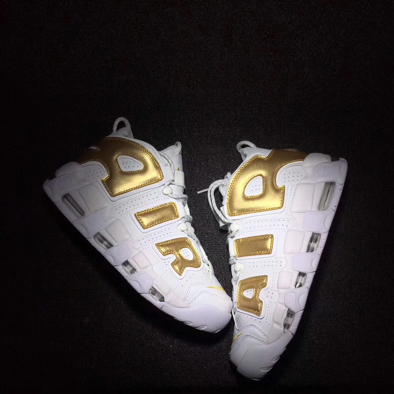 Authentic Nike Air More Uptempo White Gold